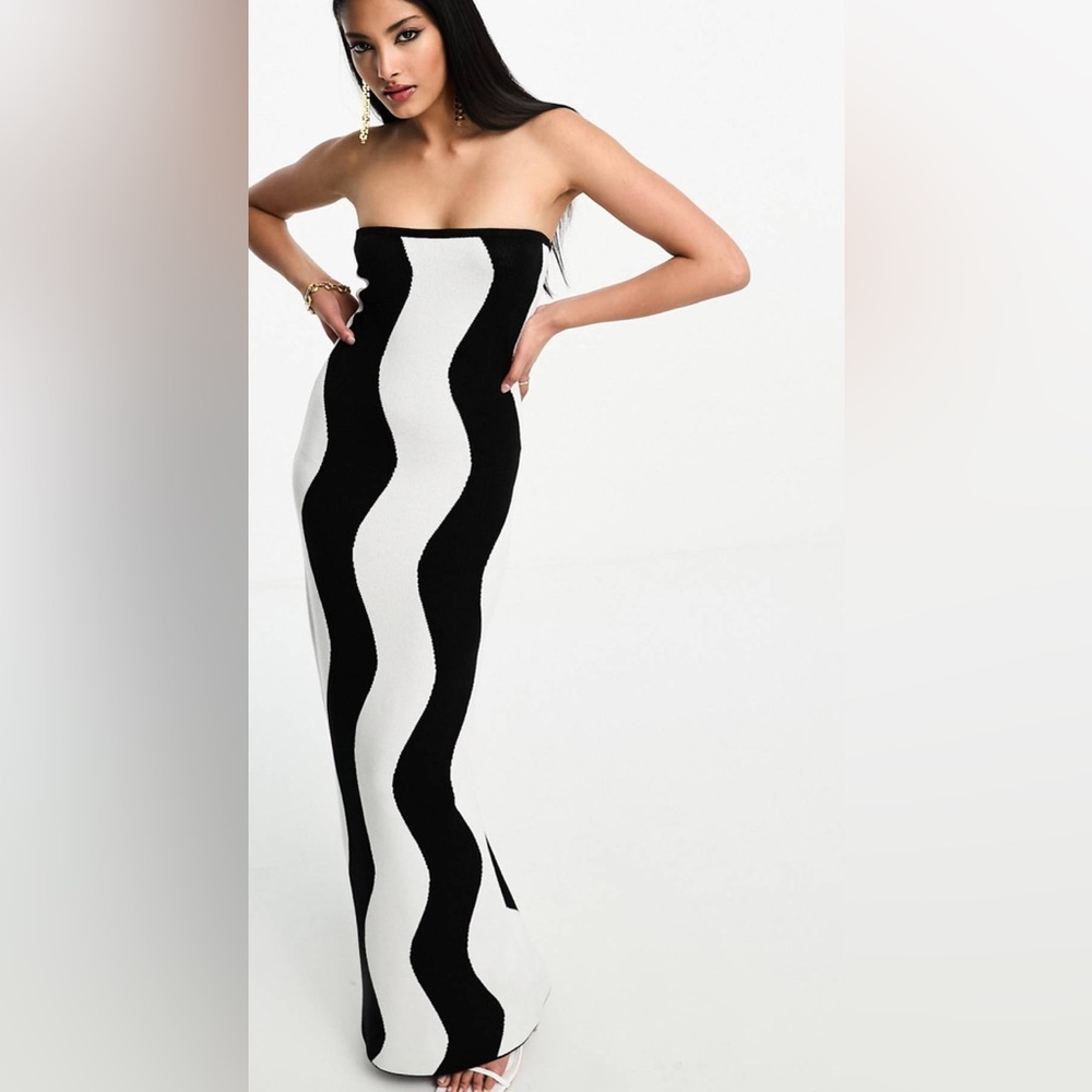 NA-KD Bandeau Knitted Maxi Dress - Asos